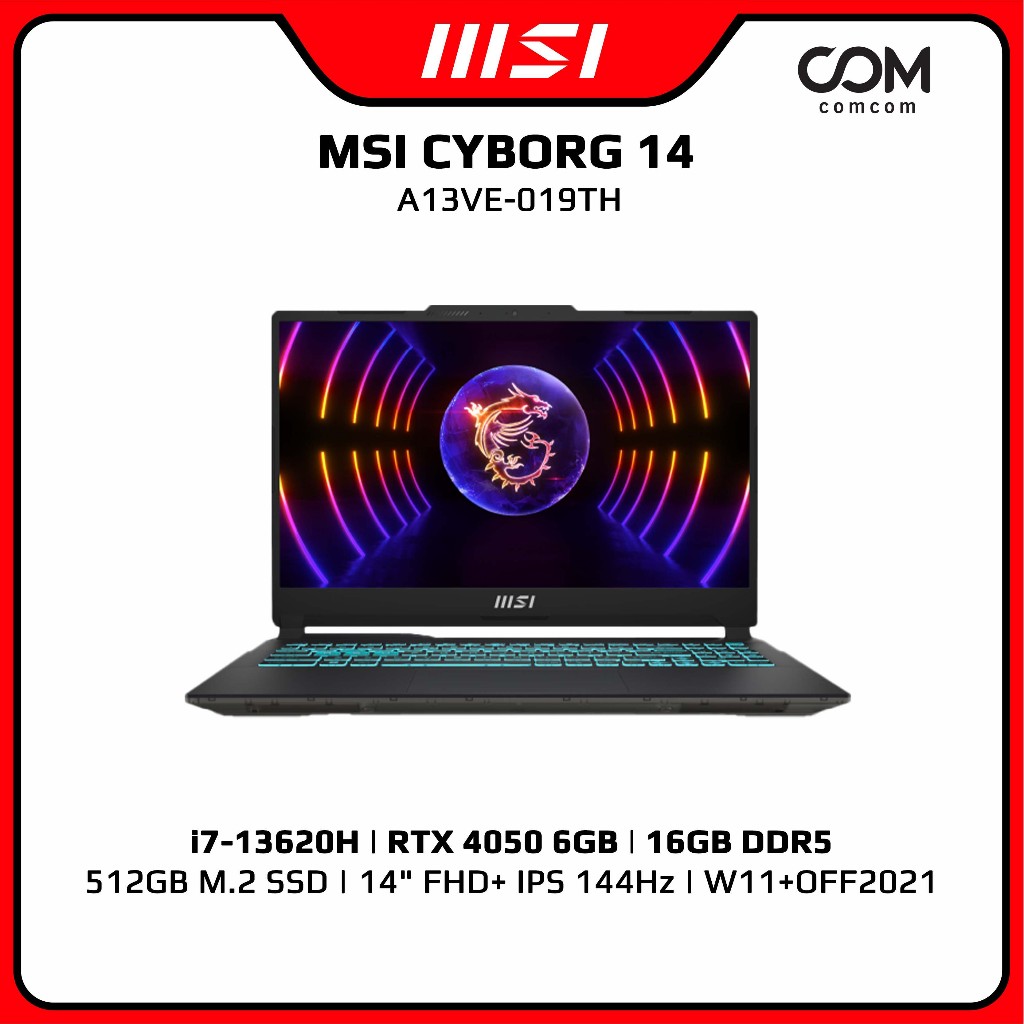 NOTEBOOK (โน้ตบุ๊ค) MSI  CYBORG 14 A13VE-019TH BY COMCOM
