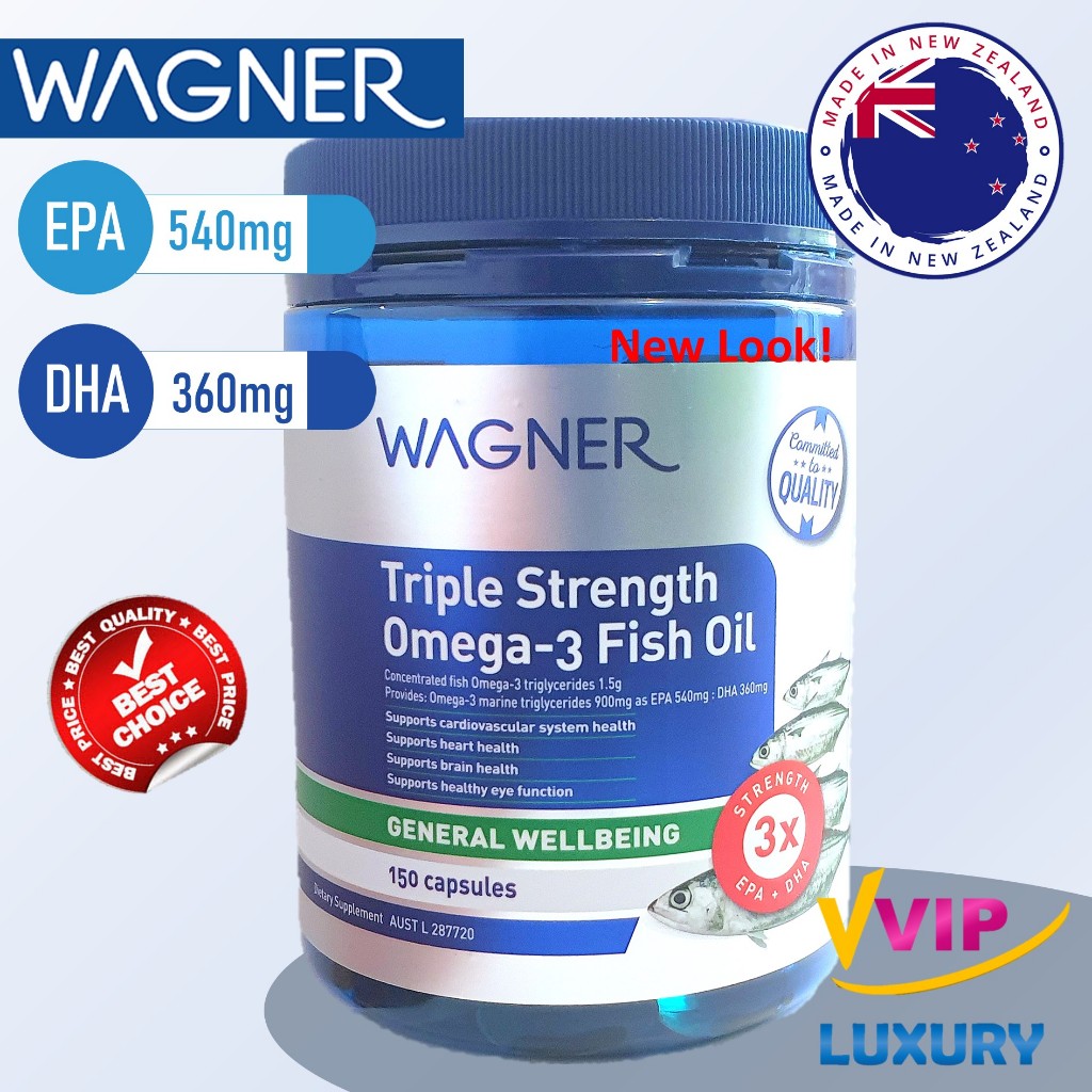 exp06/2027น้ำมันปลา Wagner Triple Strength Omega-3 Fish Oil 150 Capsules