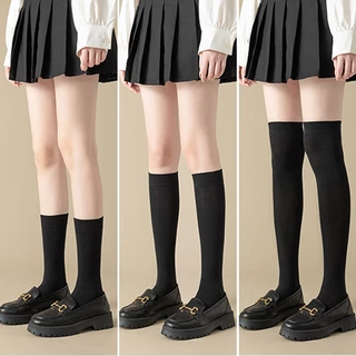 พร้อมส่ง👠ถุงเท้านักเรียน ถุงน่องเนือเข่า สไตล์โลลิต้า ยืดหยุ่นสูง สีพื้น สําหรับสวมใส่ทุกวัน