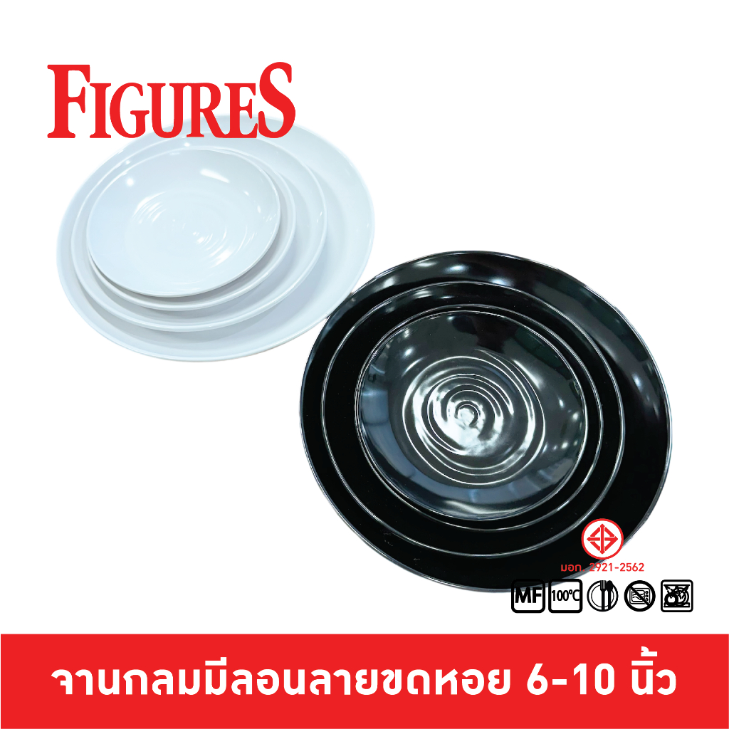 Figure จานกลมมีลอนลายขดหอย จานมีลอน จานลายขดหอย 6-10 นิ้ว P308