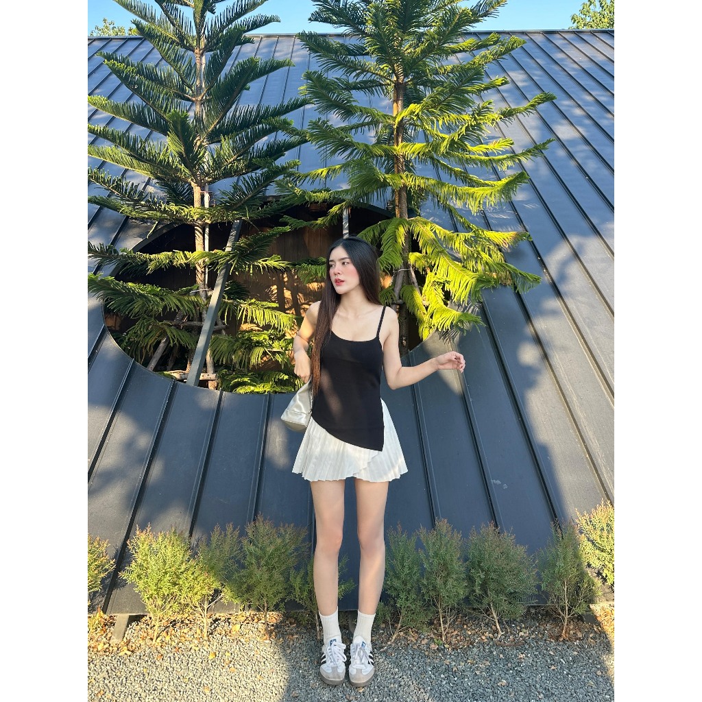 Aurora 🛒พร้อมส่ง🚚เสื้อสายเดี่ยว สีพื้น ไหมพรม สายคล้องไหล่ ผ่าด้านข้างสุดเซ็กซี่ แบบบาง ผ่าข้างมีซับใน ทรงพิเศษ11059 - รูปที่ 2