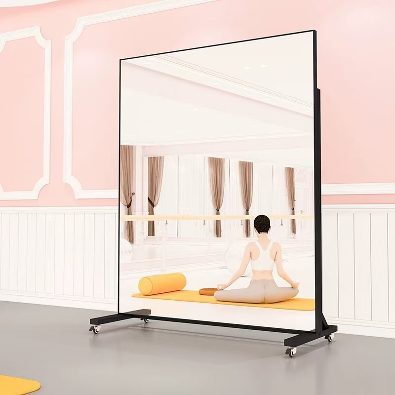 MOK 178*120cm กระจกร่างกายที่ถอดออกได้ มีล้อ ห้องโยคะ / ห้องออกกำลังกาย / ห้องเต้นรำ / ใช้ในบ้าน กระจกตั้งพื้น