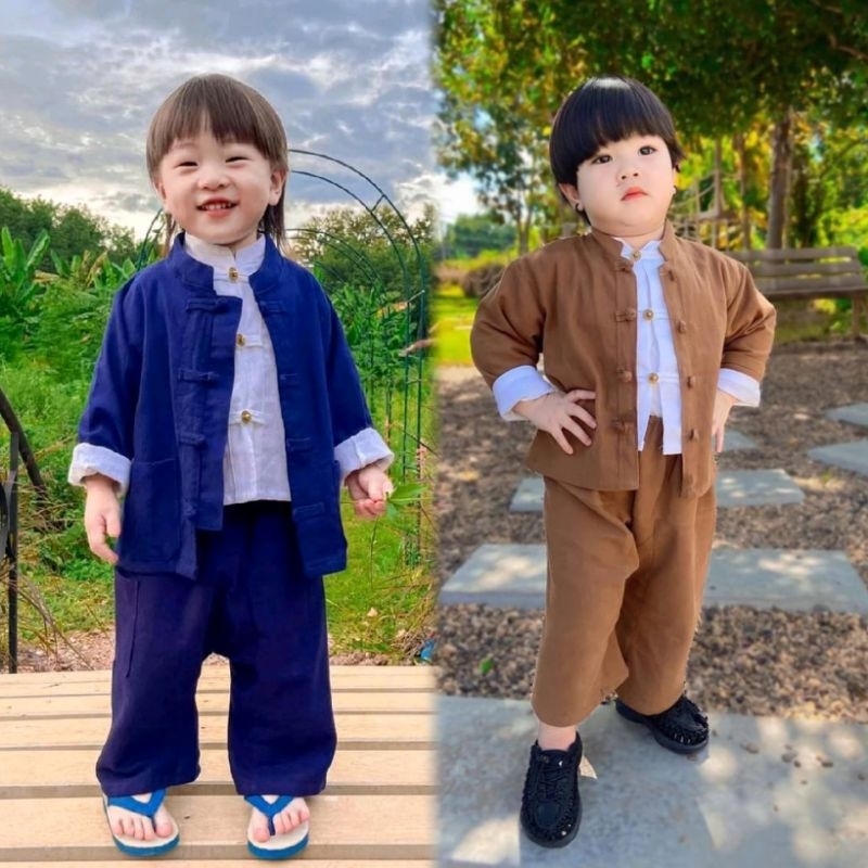 #Tn ชุดพื้นเมืองเด็กชาย งาน 3 ชิ้น เสื้อ 2 กางเกง 1 ตัว