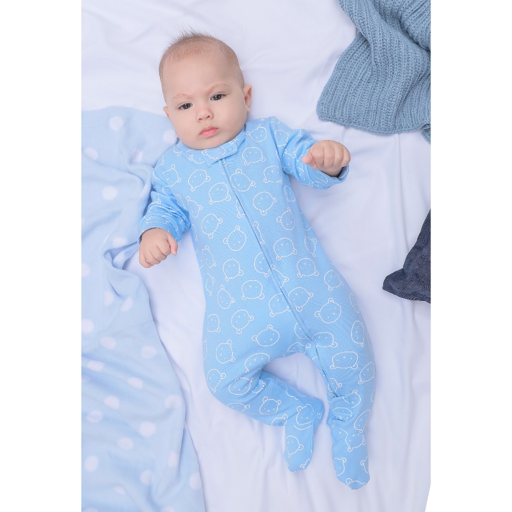 Zuper Mom (0 - 24 เดือน)ชุดหมีเด็กอ่อน ซิป รุ่น 2 WAY ZIPPER บอดี้สูทเด็กอ่อน ชุดเด็กแรกเกิด บอดี้สูทหุ้มเท้า no.9075