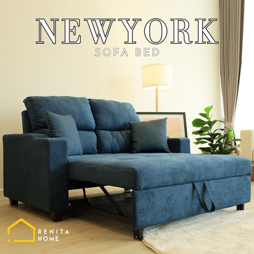[ส่งฟรี]โซฟาเบดรุ่น New York [Pasaya , VC Fabric] 2 ที่นั่ง เสริมชั้นMicrogelพนักพิงปรับได้3ระดับ