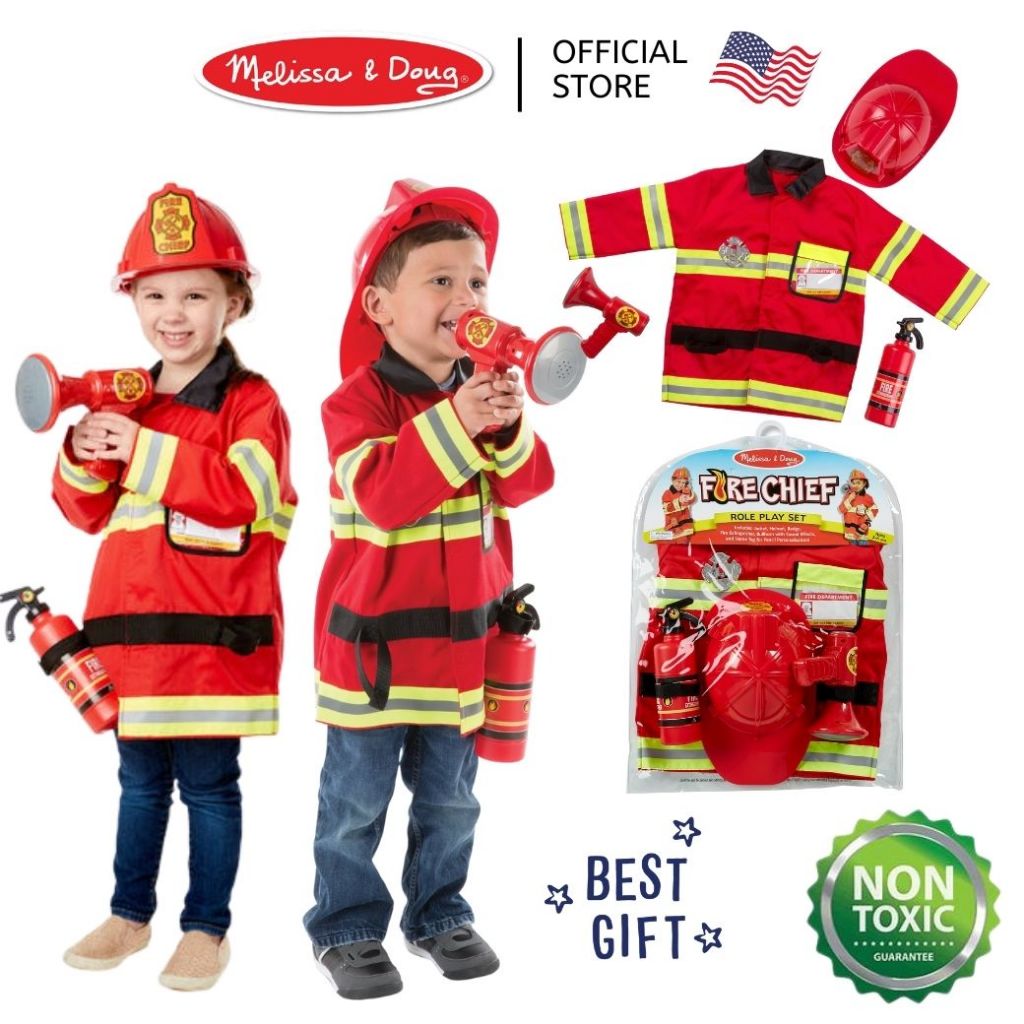 (ของแท้ USA) ฟรีไซส์ เด็กสูง 100-140 cm ชุดนักดับเพลิง ชุดแฟนซีเด็ก Fire Chief Costume อาชีพ 4834