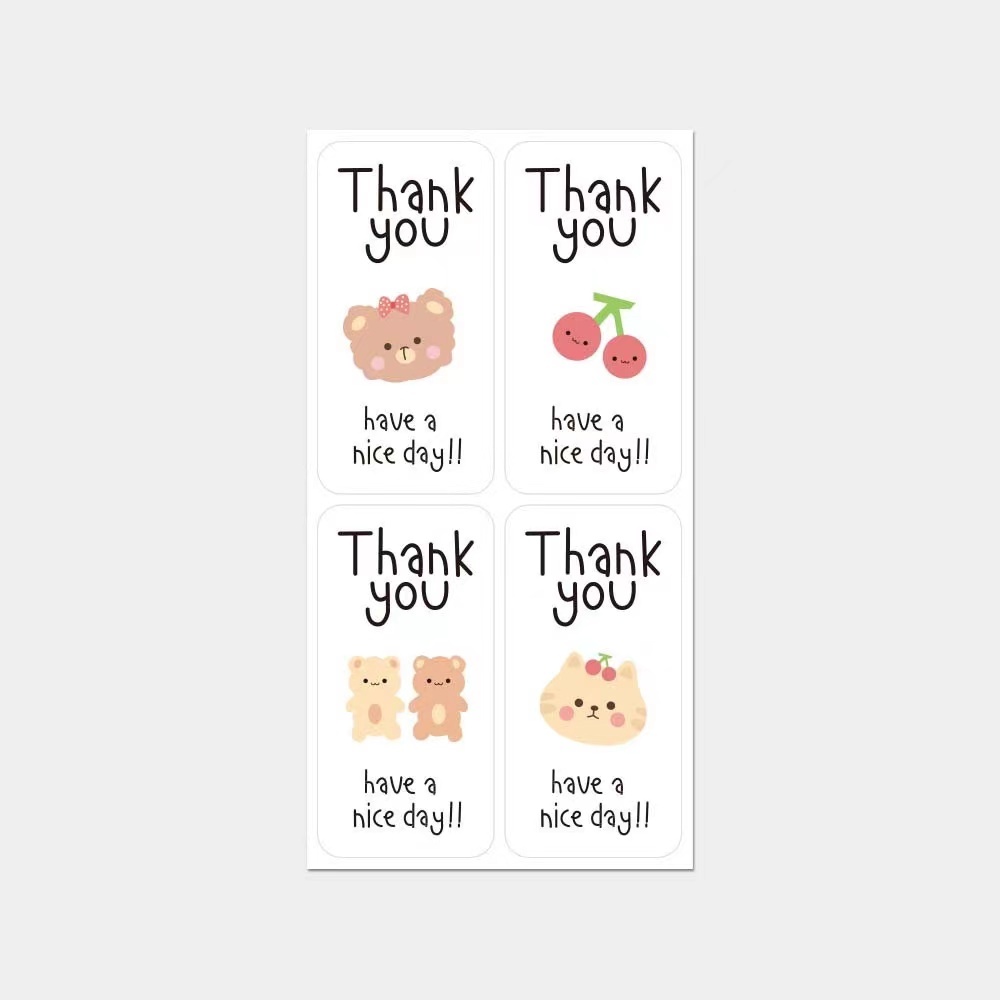 สติ๊กเกอร์ขอบคุณ ติดกล่อง แก้ว ถุง 3*6ซม 100ดวง sticker thankyou S3 - รูปที่ 3
