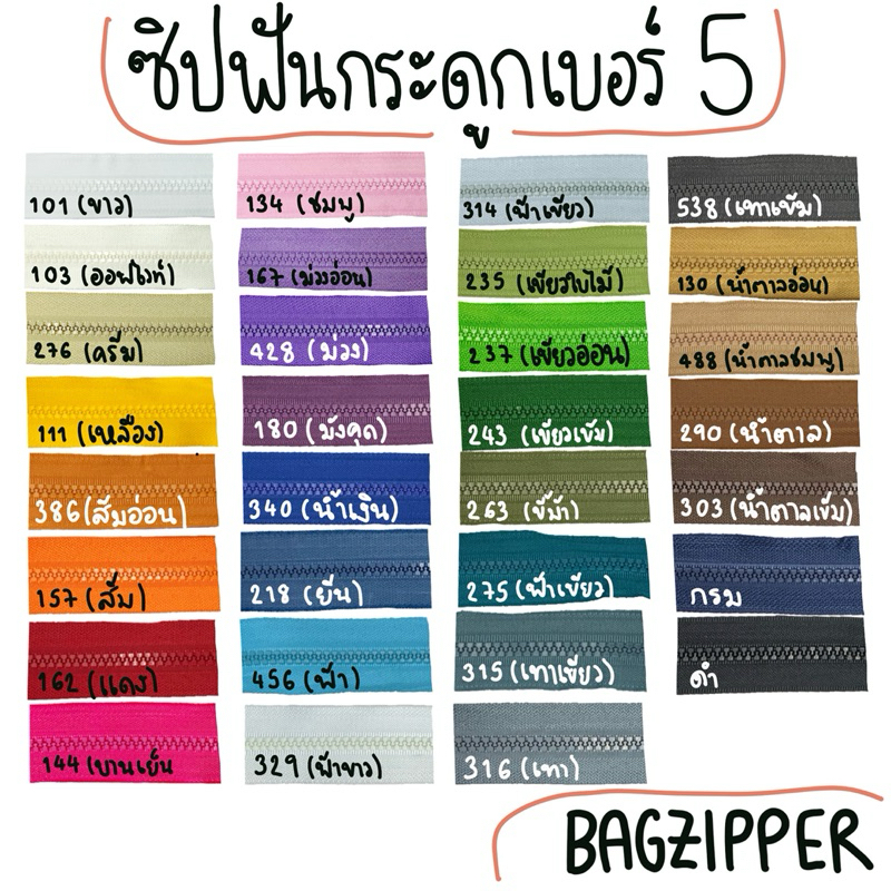 ( 1 หลา ) ซิปฟันกระดูกเบอร์ 5 มีหลายสี ( เฉพาะเส้นซิป )(โปรโมชั่นเปิดร้านใหม่ถึง 12/2024) ต้องการราคาส่งทักแชทแม่ค้านะคะ