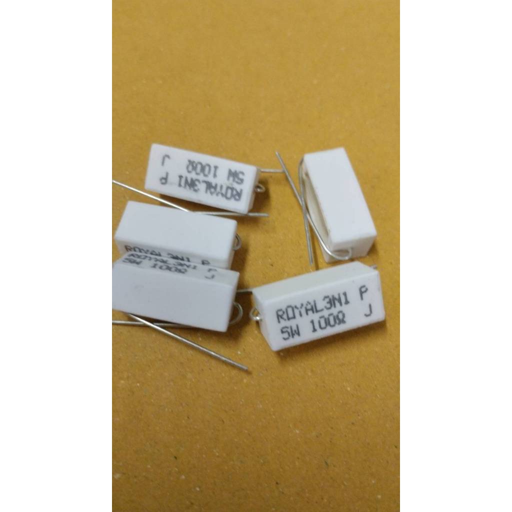 0001319 ตัวต้านทาน Rกระเบื้อง 5 W Resistor 100 Ω (โอห์ม)   เเพ็ค 5 ตัว