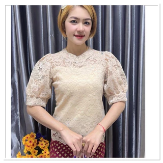 เสื้อลูกไม้แขนตุ๊กตาใส่งานบุญงานบวชงานแต่ง