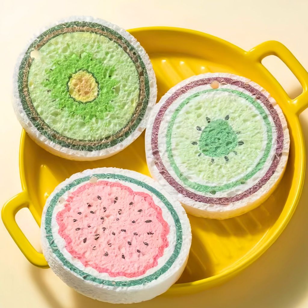 (แถมฟรีเชือก)ฟองน้ำเยื่อไม้ไผ่ รุ่นใหม่หนา3ชั้น ฟองน้ำล้างจาน ฟองน้ำทำความสะอาด  อเนกประสงค์   ฟองน้ำบีบอัด แปรงฟองน้ํา - รูปที่ 2