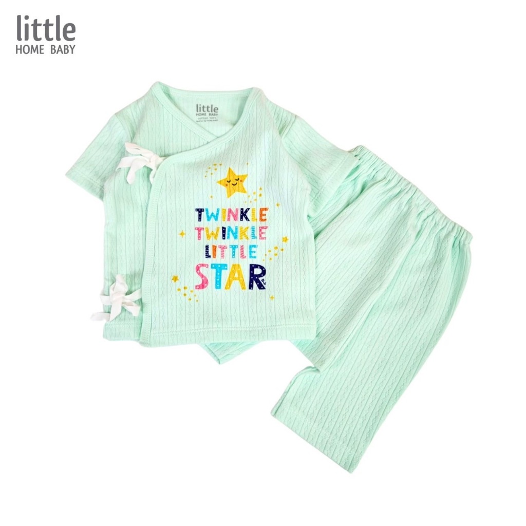 ชุดเด็กแรกเกิด แขนสั้น ลาย twinkle แบบผูกเชือก little home baby