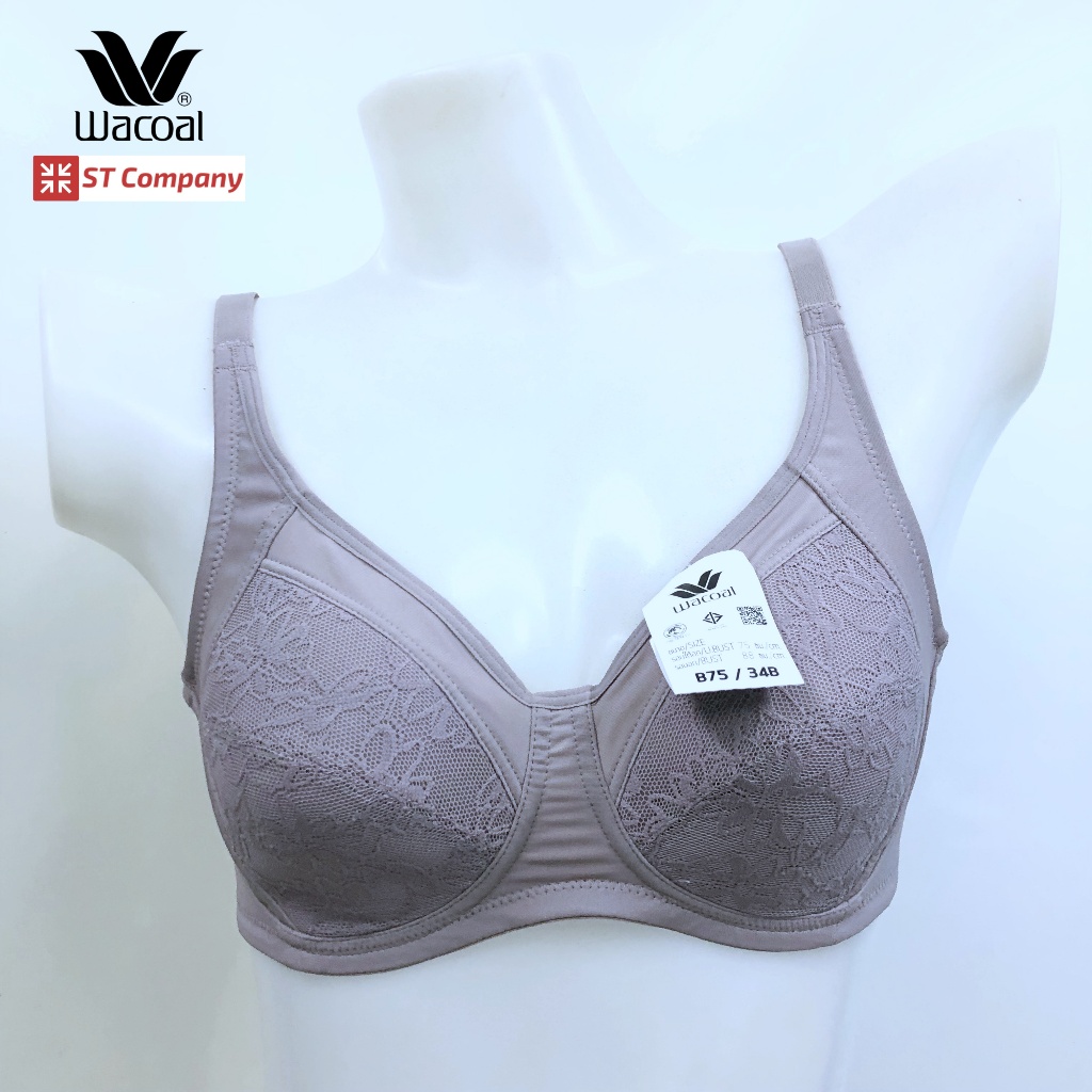 Wacoal Basic Bra สีเทา (Grey) ไม่มีโครง Wireless Bra เต็มคัพ เก็บทรง 2 ตะขอ ฟองบาง วาโก้ บรา ชุดชั้นใน ยกทรง รุ่น WB9M37