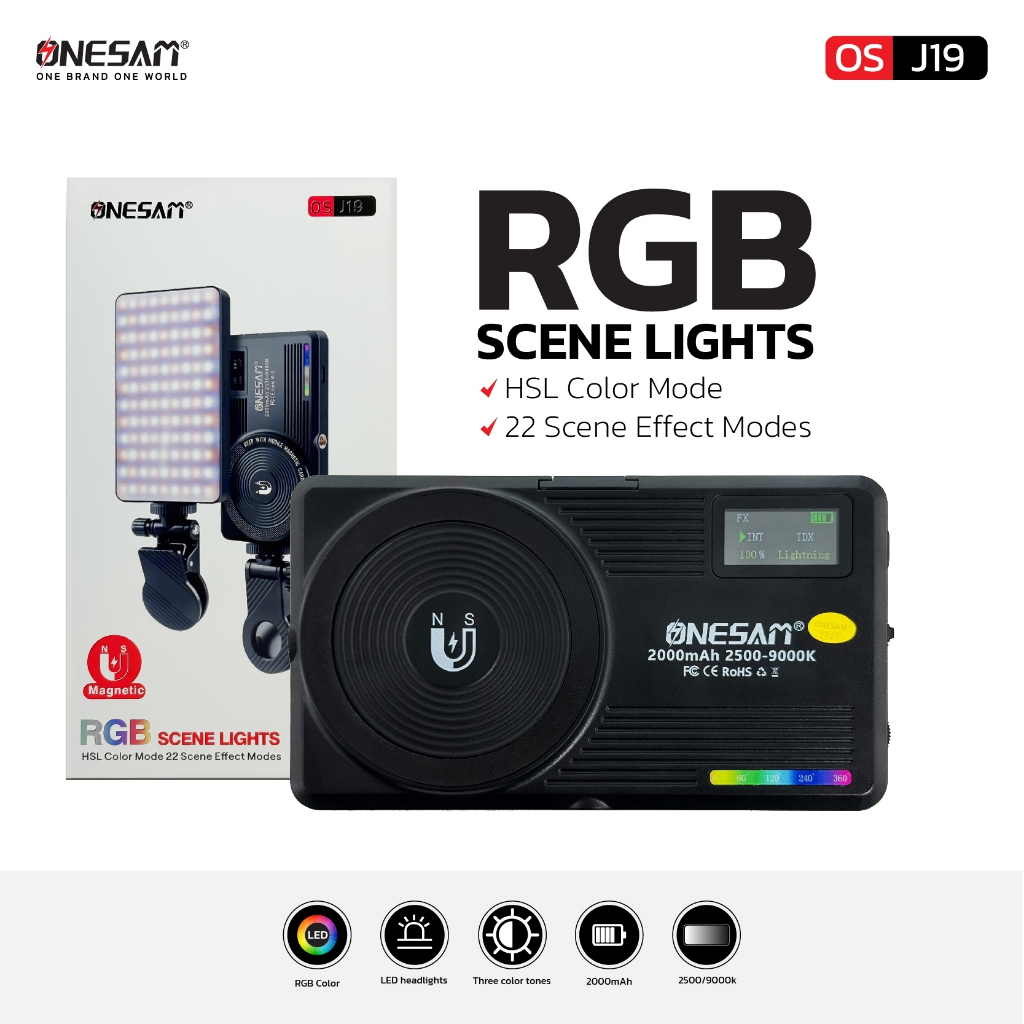 ไฟเสริมแบบพกพา ONESAM รุ่น OS-J19 RGB SCENE LIGHTS ของแท้ 100% รับประกัน 1 ปี