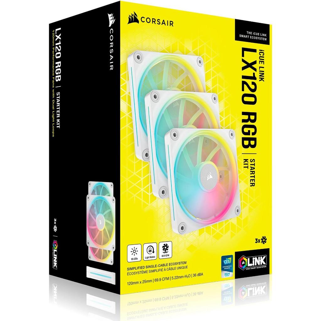 CORSAIR LX RGB Series, iCUE LINK LX120 RGB, 120mm Triple Pack White CO-9051030-WW