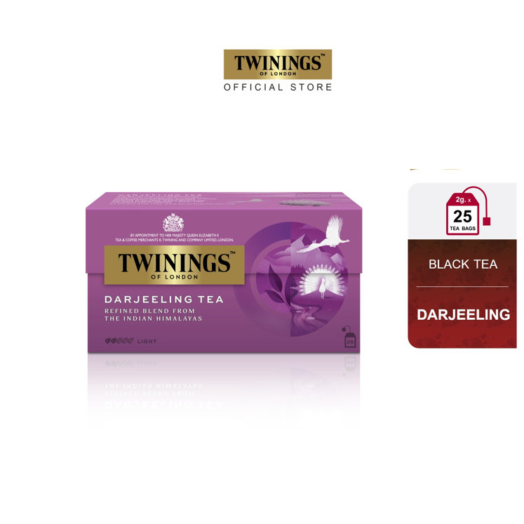 ทไวนิงส์ ชาสีทอง ดาร์จีลิง ชนิดซอง 2 กรัม แพ็ค 25 ซอง Twinings Darjeeling Tea 2 g. Pack 25 Tea Bags