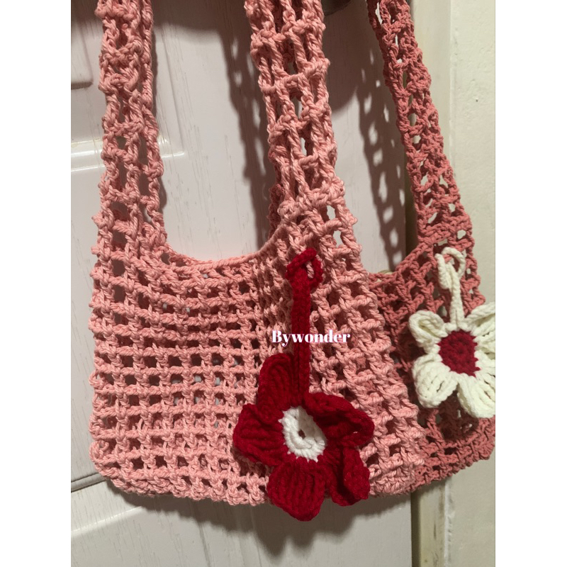 [พร้อมส่ง!]กระเป๋าถักตาข่าย กระเป๋าเชือกถัก งานแฮนด์เมด**แถมดอกไม้ฟรี** +++ ราคา ถูกที่สุด ดีลบีเคเค แกลเลอรีภาพที่ 2