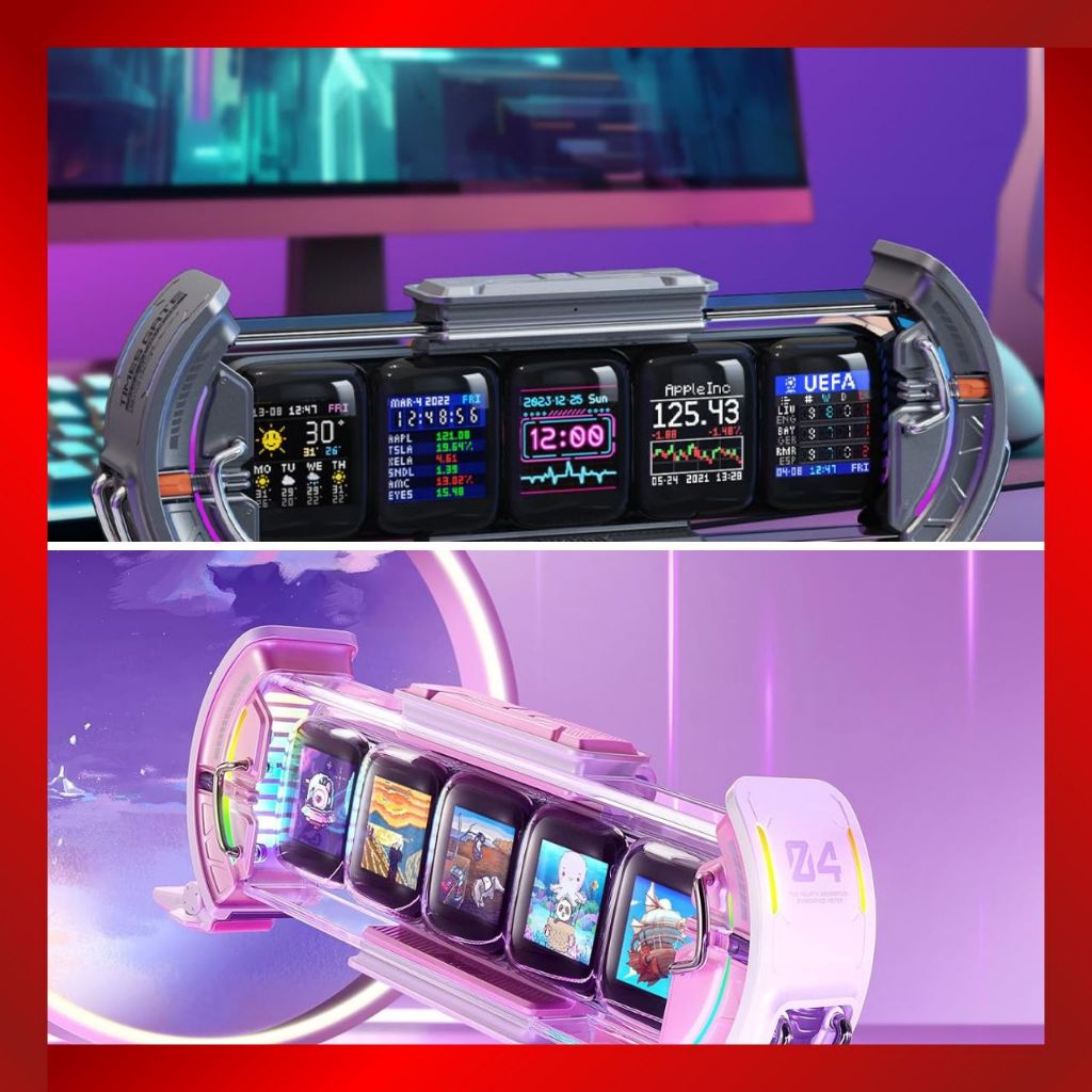 Divoom Times Gate Table Clock/Silver, pink