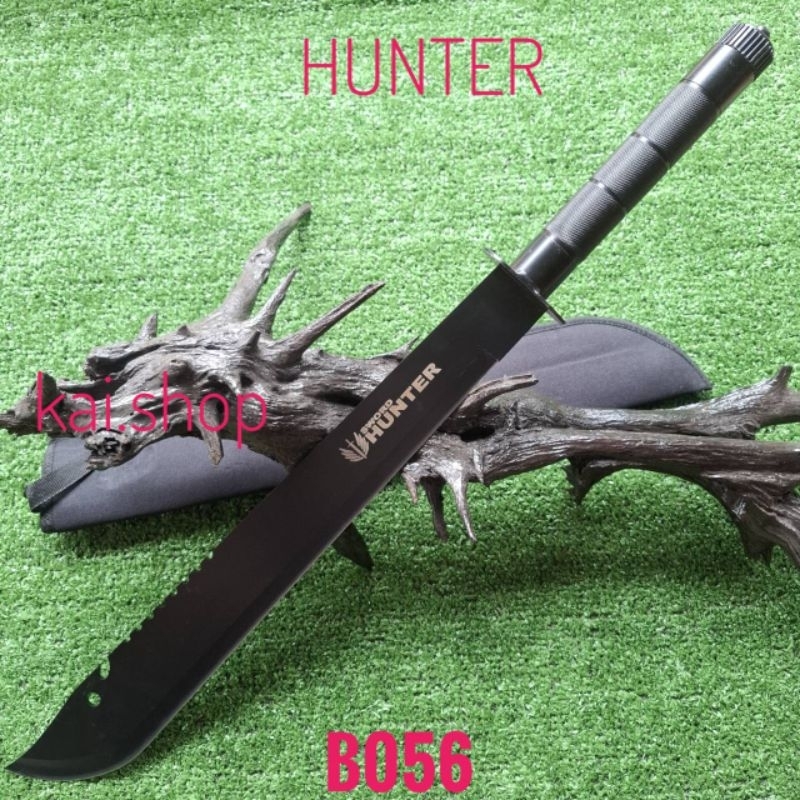 อุปกรณ์เดินป่า มีดเดินป่า มีดยาว มีดสปาต้า มีดพกเดินป่า HUNTER รุ่น B056 ใบดำปลายแหลม