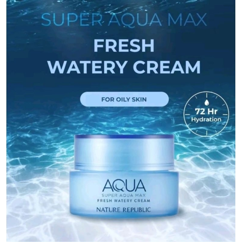 (ใหม่)​Nature Republic Super Aqua Max Watery Creamสีฟ้า​ หมดแล้วไม่เติมแล้วน๊าสุดท้ายจ้า