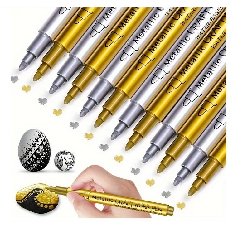 ปากกามาร์คเก้อร์ กันน้ำ สีเงิน/สีทอง Waterproof Golden & Silvery Permanent Markers