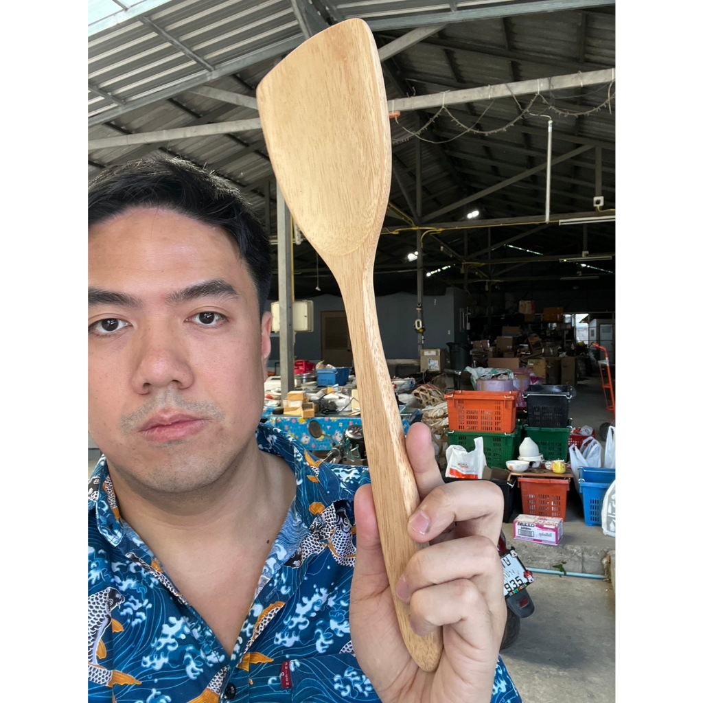ตะหลิวไม้ ทัพพีไม้ HANDMADE ยาว 13 นิ้ว ใช้กับกะทะเทฟลอนได้ ไม่ขูดกะทะ พร้อมส่ง ออกใบกำกับภาษีได้