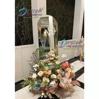 สติ๊กเกอร์ป้ายWelcomeจุดเช็คอิน ทรงสูงเต็มตัวสำหรับป้ายกระจกหน้างานแต่งงาน