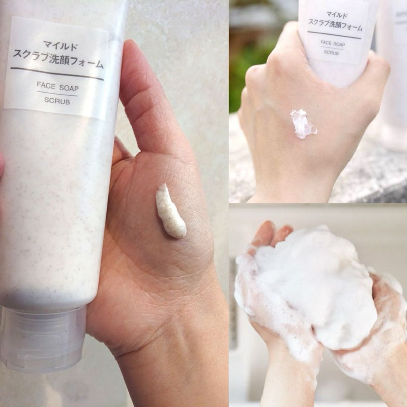 muji face soap scrub 100g. โฟมล้างหน้าสครับจากญี่ปุ่น