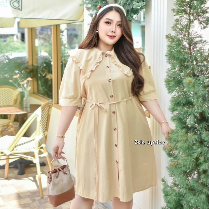 เดรสบาร์บี้แขนสั้นสไตล์มินิมอล  เนื้อผ้าคัตตอลลินิน สไตล์ มินิมอล งานใส่สบาย   ใส่ทำงานก็ดีMอก50L54นิ้ว - รูปที่ 3