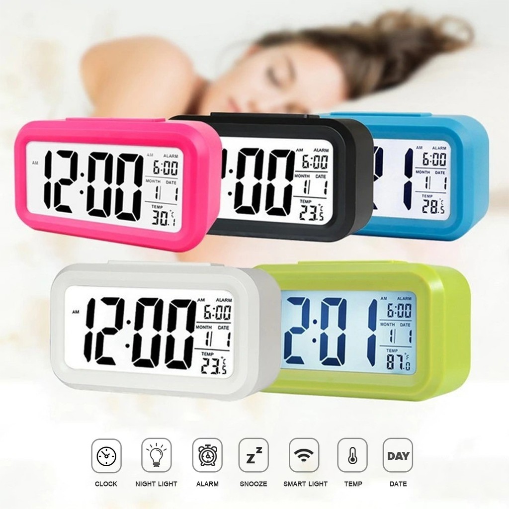 [ พร้อมส่ง ]นาฬิกาปลุก นาฬิกาตั้งโต๊ะ กลางคืนเรืองแสงได้เองดิจิตอล หน้าจอLCD Clock 1019