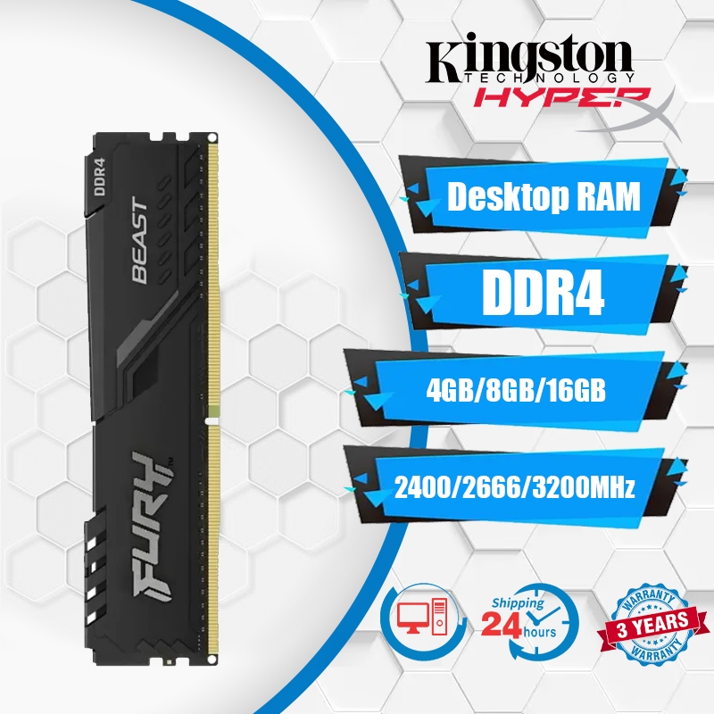 Kingston Hyperx BEAST 4GB/8GB/16GB 2400/2666/3200/3600MHZ GAMING PC RAM DDR4 for Desktop computer