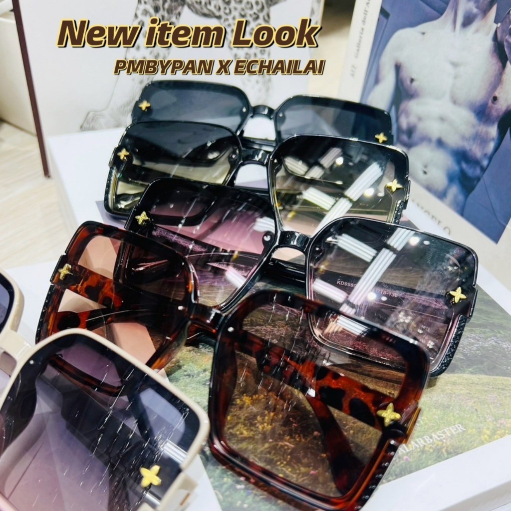 รุ่นDro678 งานLV Luxury ปั้มโลโก้  สีทอง แว่นตากันแดด งานไร้ขอบ  งานโอเวอร์ไซด์ ขนาดใหญ่