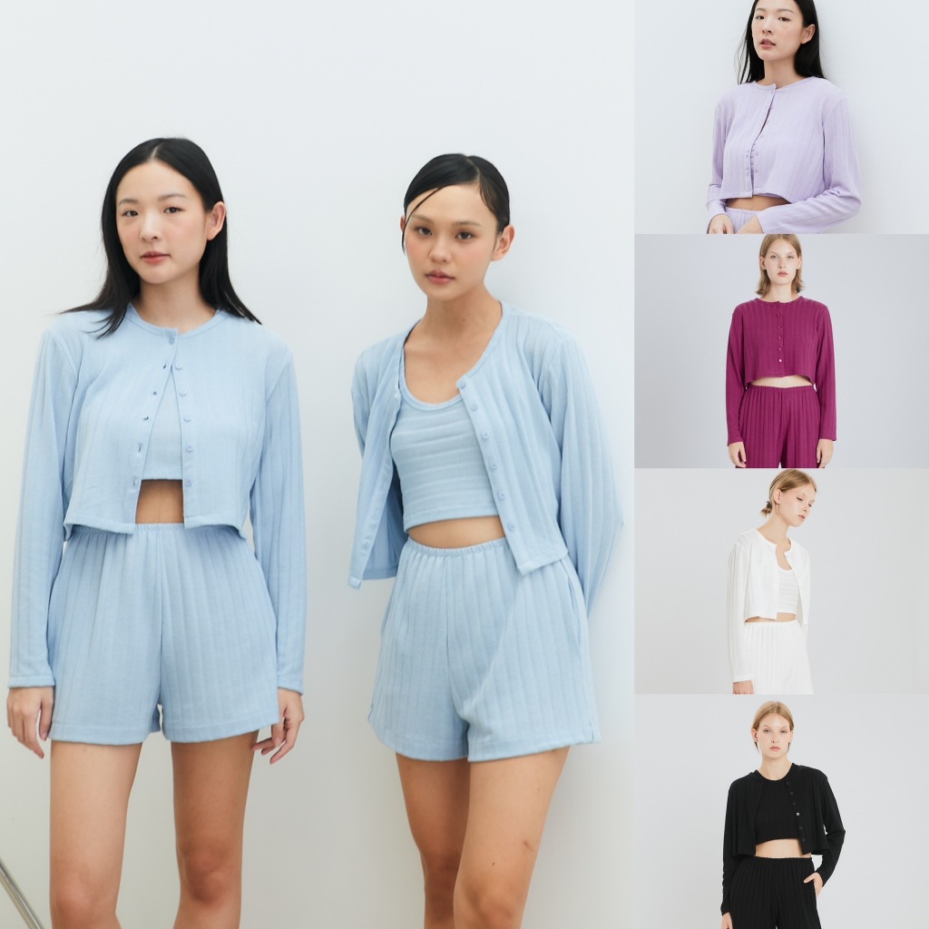 picht - Yarn crop cardigan เสื้อคาร์ดิแกนไหมพรม แขนยาว มีกระดุมหน้า (The Knit Collection)