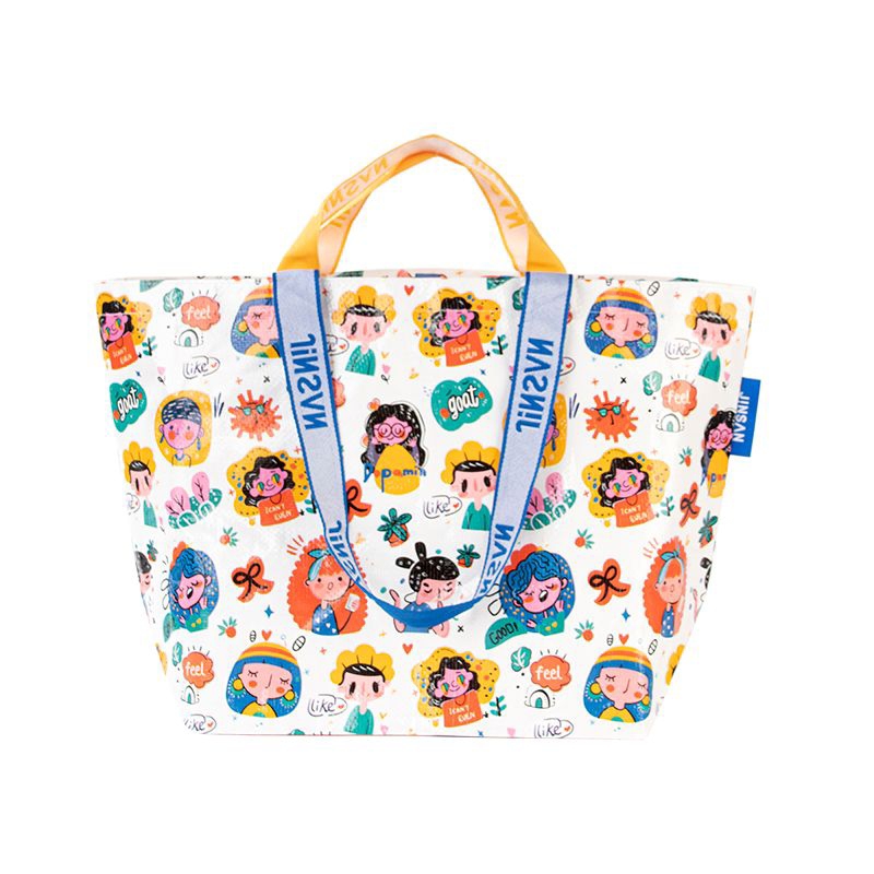 (Feel) Shopping Bag/Woven Bag ถุงช้อปปิ้งกันน้ำ สะพายไหล่และถือ กระเป๋าช้อปปิ้ง กระเป๋ากระสอบ