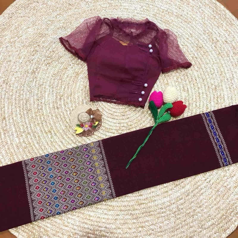 ชุดเซ็ทสาวเมียนมาร์งานผ้าทอตัดเย็บสำเร็จฟรีไซส์ s m มา 10สีสินค้างานตรงปกตามรูปภาพพร้อมส่งมีจำนวนจำกัดค่ะ