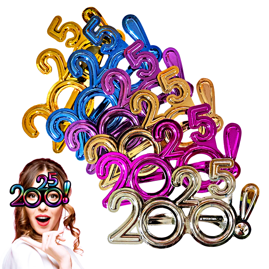 แว่นตา 2025 ลาย Happy New Year 2025 แว่นแฟนซี ปีใหม่ พร็อพถ่ายรูป