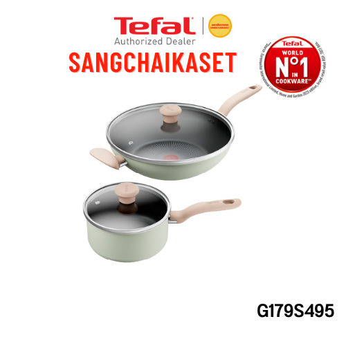 Tefal เซ็ตเครื่องครัว 4 ชิ้น So Matcha กระทะ  หม้อ รุ่น G179S495​ (สีเขียวอ่อน)