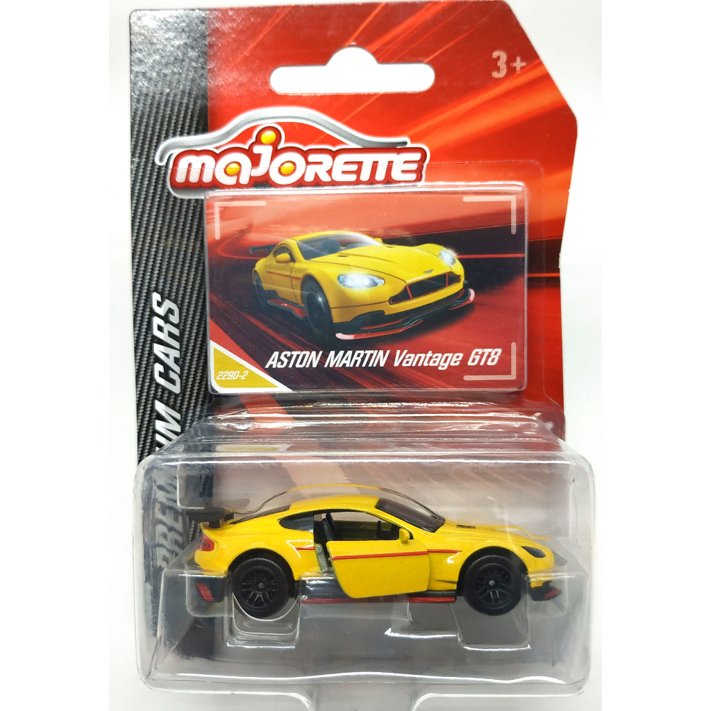 Majorette Aston Martin Vantage GT8 สีเหลือง ล้อ D6CSB Scale 1/60 (8cm) package แบบมีการ์ด