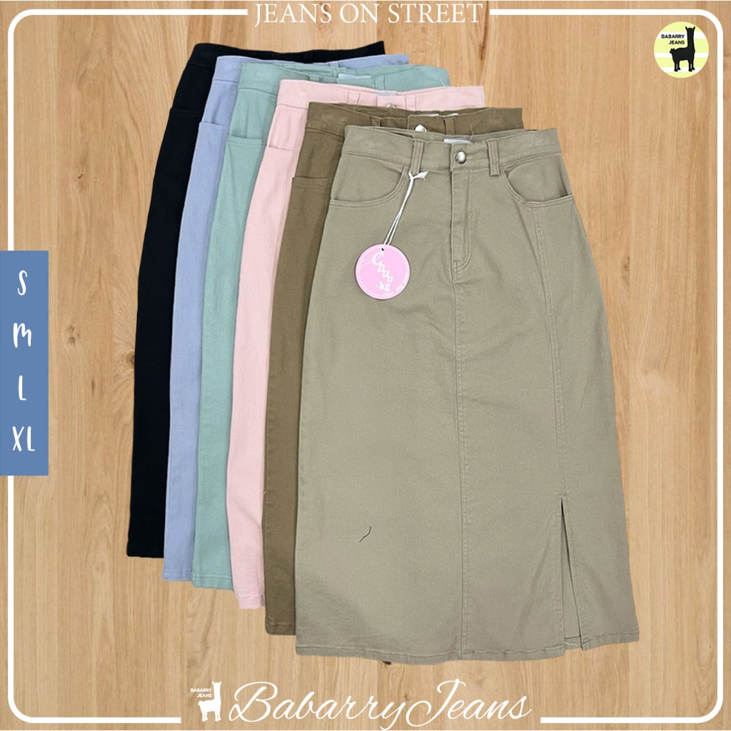 [พร้อมส่ง] Babarry On Street - กระโปรงผ่าต้นขา เอวสูง ทรงสวยมาก