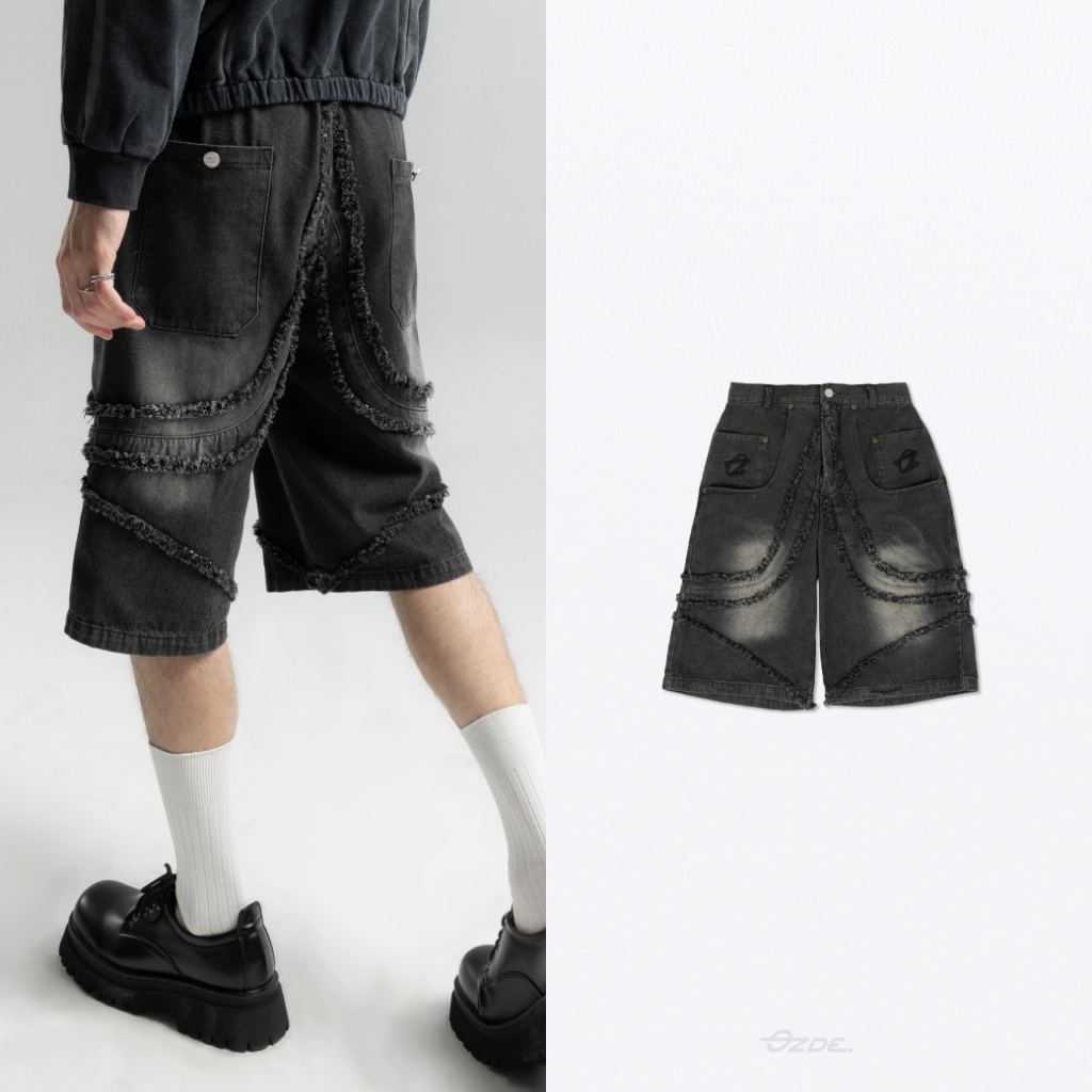 OZDE. - กางเกงยีนส์ ขาสั้น ผ้าฟอก รุ่น OZ DISTRESSED QUARTER