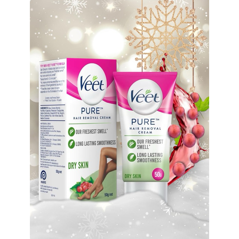 VEET DRY SKIN WITH GRAPE SEED OIL BODY & LEGS วีทครีมกำจัดขน สารสกัดจากน้ำมันเมล็ดองุ่น 30g สำหรับผิวแห้ง