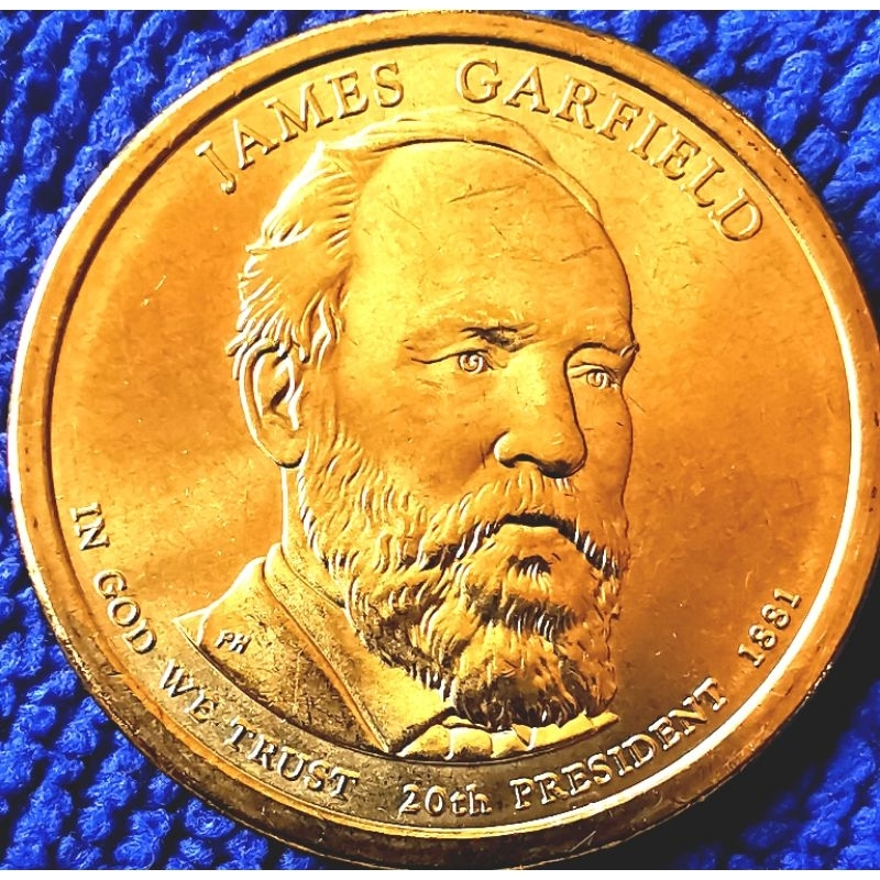 เหรียญ​สหรัฐอเมริกา​ USA, 1 Dollar, (20th President​ James Garfield), #4398, ไม่​ผ่าน​ใช้​ UNC