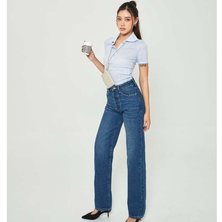 ยีนส์ Nammon Jeans n06 กางเกงยีนส์ ไฮพรีเมี่ยมขากระบอกตรง สีเข้ม รุ่น5กระดุม-ผ้าไม่ยืด ราคา ถูกที่สุด ดีลบีเคเค แกลเลอรีภาพที่ 3