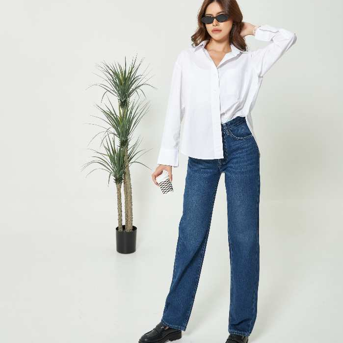 ยีนส์ Nammon Jeans n06 กางเกงยีนส์ ไฮพรีเมี่ยมขากระบอกตรง สีเข้ม รุ่น5กระดุม-ผ้าไม่ยืด ราคา ถูกที่สุด ดีลบีเคเค แกลเลอรีภาพที่ 4