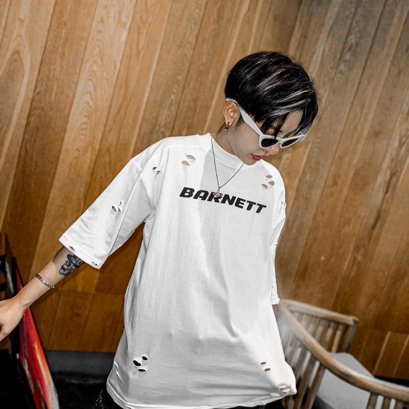 BARNETT A02 (แต่งขาด) คอตตอน 100% comb20 ผ้าหนา ใส่สบาย โอเวอร์ไซส์