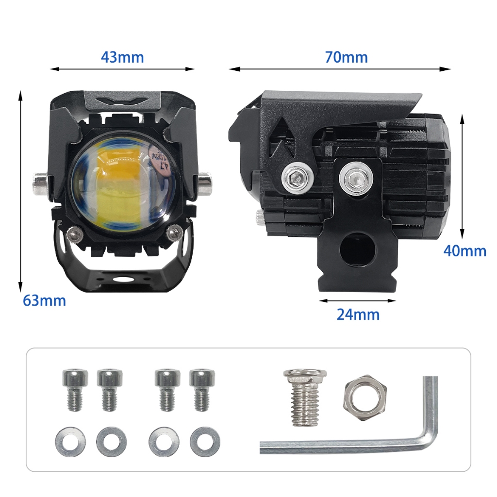 7 โหมด ไฟขับรถขนาดเล็ก อัพเกรดคู่ (2 ชิ้น) LED High Beam และลำแสงต่ำพร้อมกระพริบ Universal