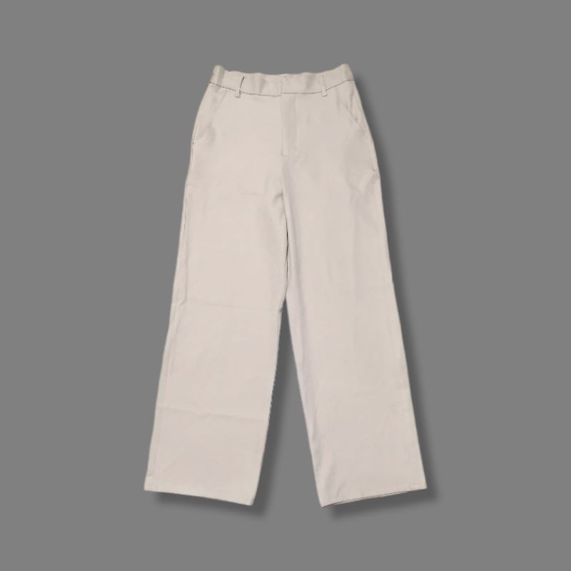 GRL กางเกงขายาว ไซส์ M เอวสูง ขากระบอก สีเบจ มือสอง