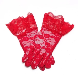 ถุงมือลูกไม้ลายดอกไม้ ถุงมือเด็ก3-8ปี พร้อมส่ง