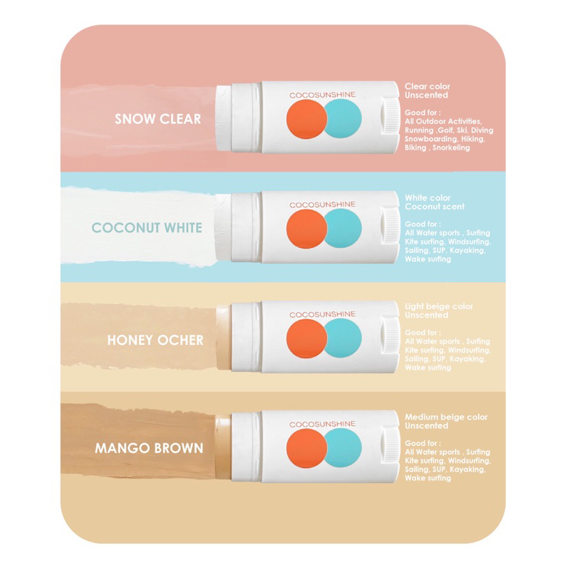 COCOSUNSHINE FACE STICK 17g Sun stick zinc กันแดดชนิดแท่ง สำหรับเซิร์ฟและกีฬาทางน้ำ - รูปที่ 2