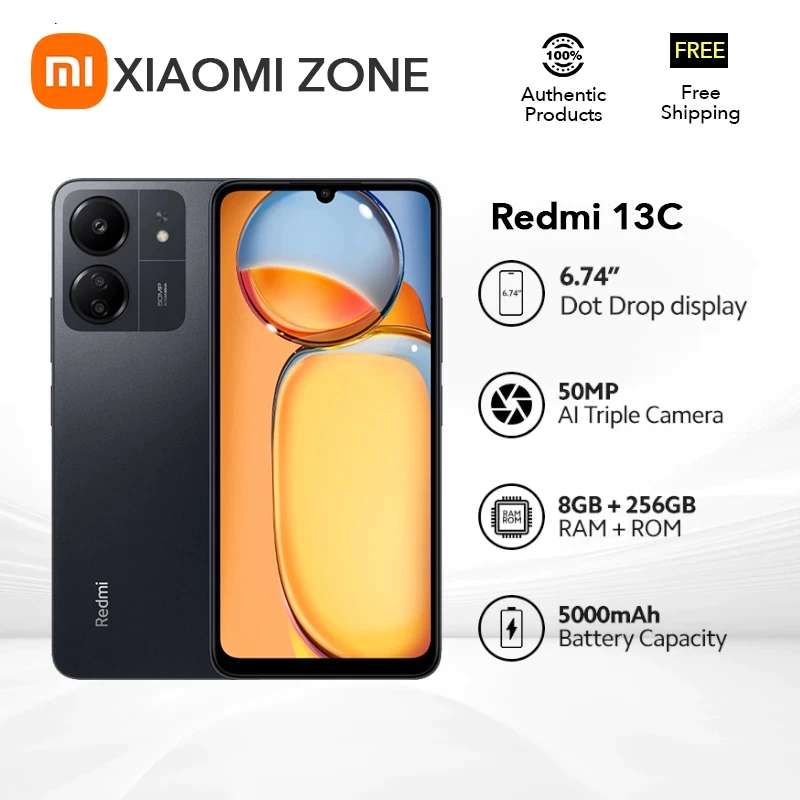 Redmi 13C 8GB RAM + 258GB ROM 90Hz FHD ปลดล็อกด้วยใบหน้า*6.56 นิ้ว* 5000mAh* รับประกัน 12 เดือน